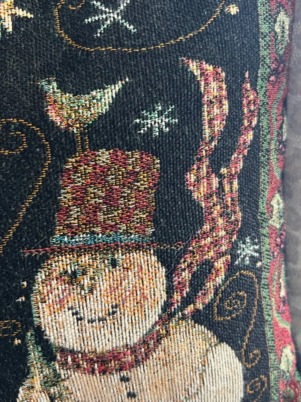 Susan Winget Snowman Christmas Tapestry Pillow Cardinal Winter Holiday Decor 17